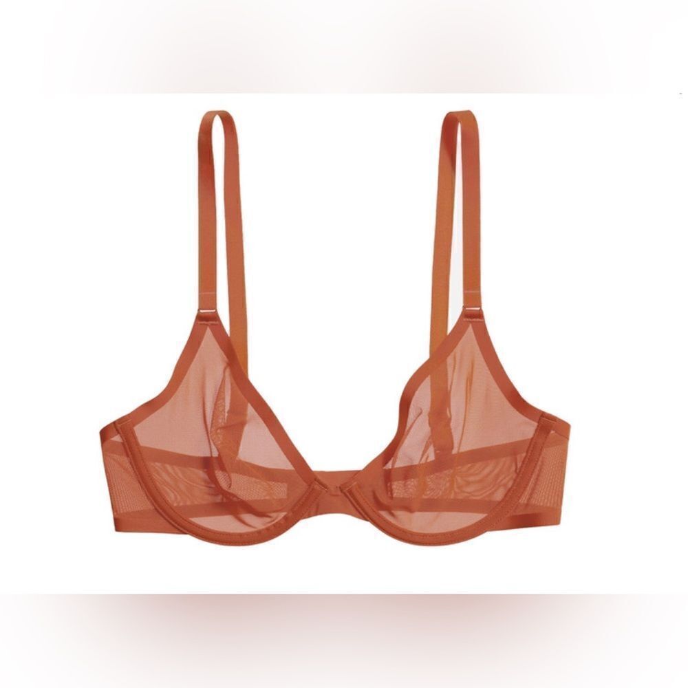 CUUP Sheer Underwire Bra in Rust Orange